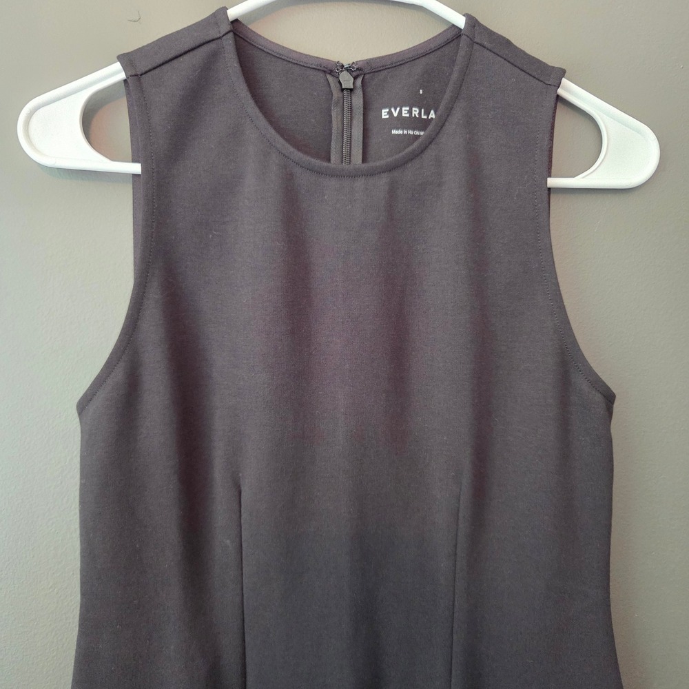 NEW Everlane The Dream Shift Dress Black Sleeveless Mini Cotton Modal Small LBD - Picture 2 of 10